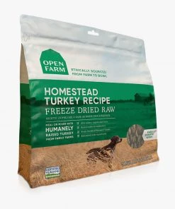OPEN FARM Homestead Turkey Freeze Dried Raw Dog Food Three Blue Dogs