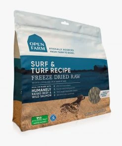 OPEN FARM Surf & Turf Freeze Dried Raw Dog Food Three Blue Dogs