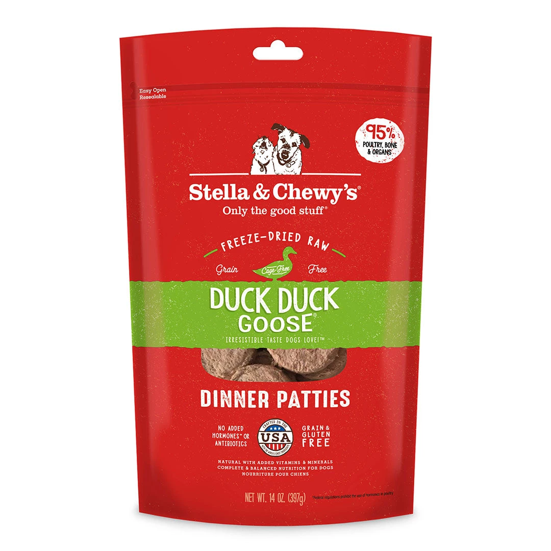 Stella And Chewy's Duck Duck Goose Freeze-Dried Raw Dinner Patties Three Blue Dogs 4 Stella And Chewy's Duck Duck Goose Freeze-Dried Raw Dinner Patties Three Blue Dogs