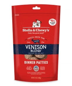 Stella And Chewy's Venison Blend Freeze-Dried Raw Dinner Patties Three Blue Dogs