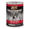 Merrick Backcountry Grain Free 96% Real Beef Wet Dog Food Three Blue Dogs