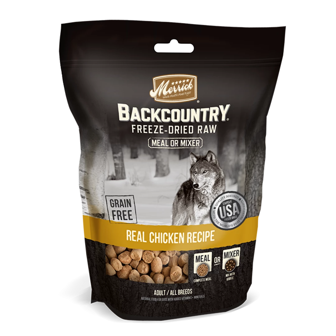 Three Blue Dogs Merrick Backcountry Freeze Dried Raw Meal Mixer Real Chicken Recipe 1 Three Blue Dogs Merrick Backcountry Freeze Dried Raw Meal Mixer Real Chicken Recipe