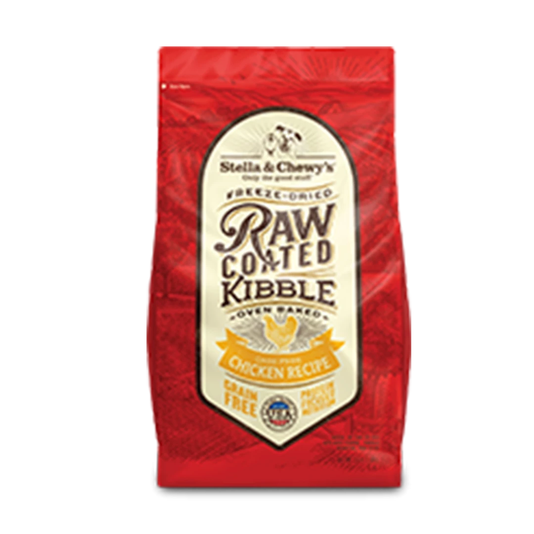 Stella And Chewy's Cage-Free Chicken Recipe Freeze-Dried Raw Coated Baked Kibble Three Blue Dogs