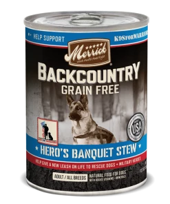 Three Blue Dogs Merrick Backcountry Grain Free Hero's Banquet Stew Wet Dog Food