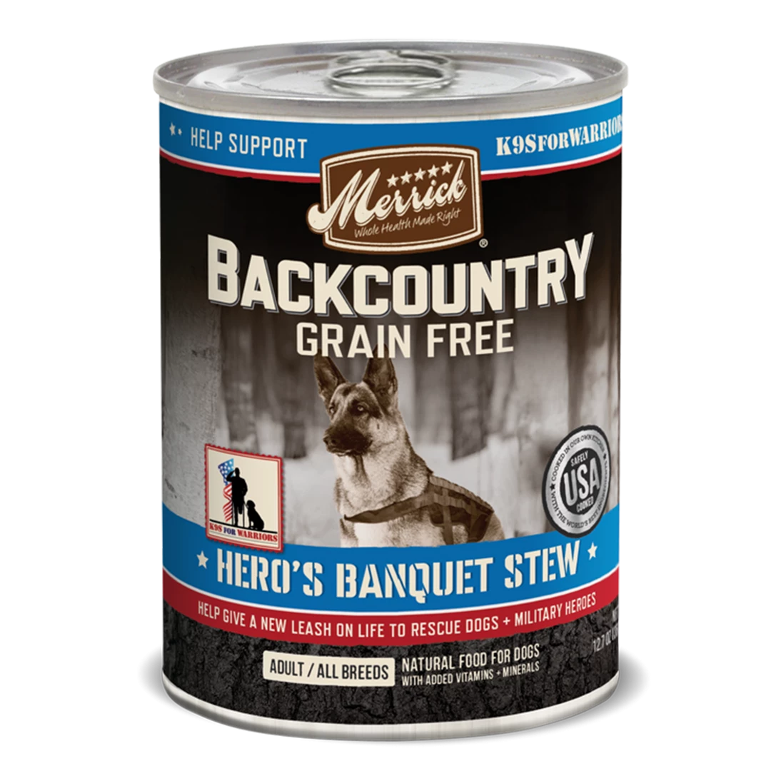 Three Blue Dogs Merrick Backcountry Grain Free Hero's Banquet Stew Wet Dog Food 1 Three Blue Dogs Merrick Backcountry Grain Free Hero's Banquet Stew Wet Dog Food